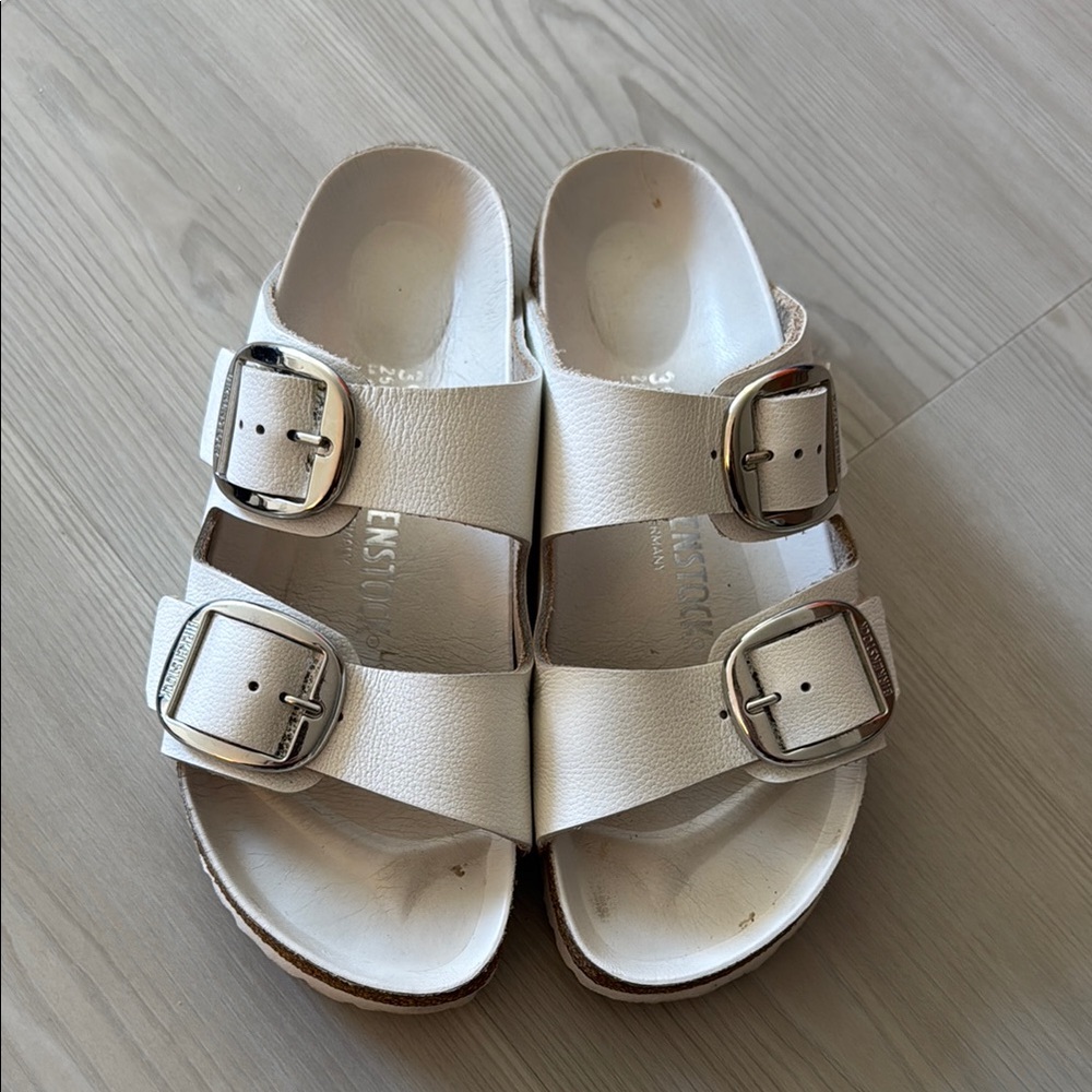 Birkenstock Arizona Big Buckle White Sandals Sz 39